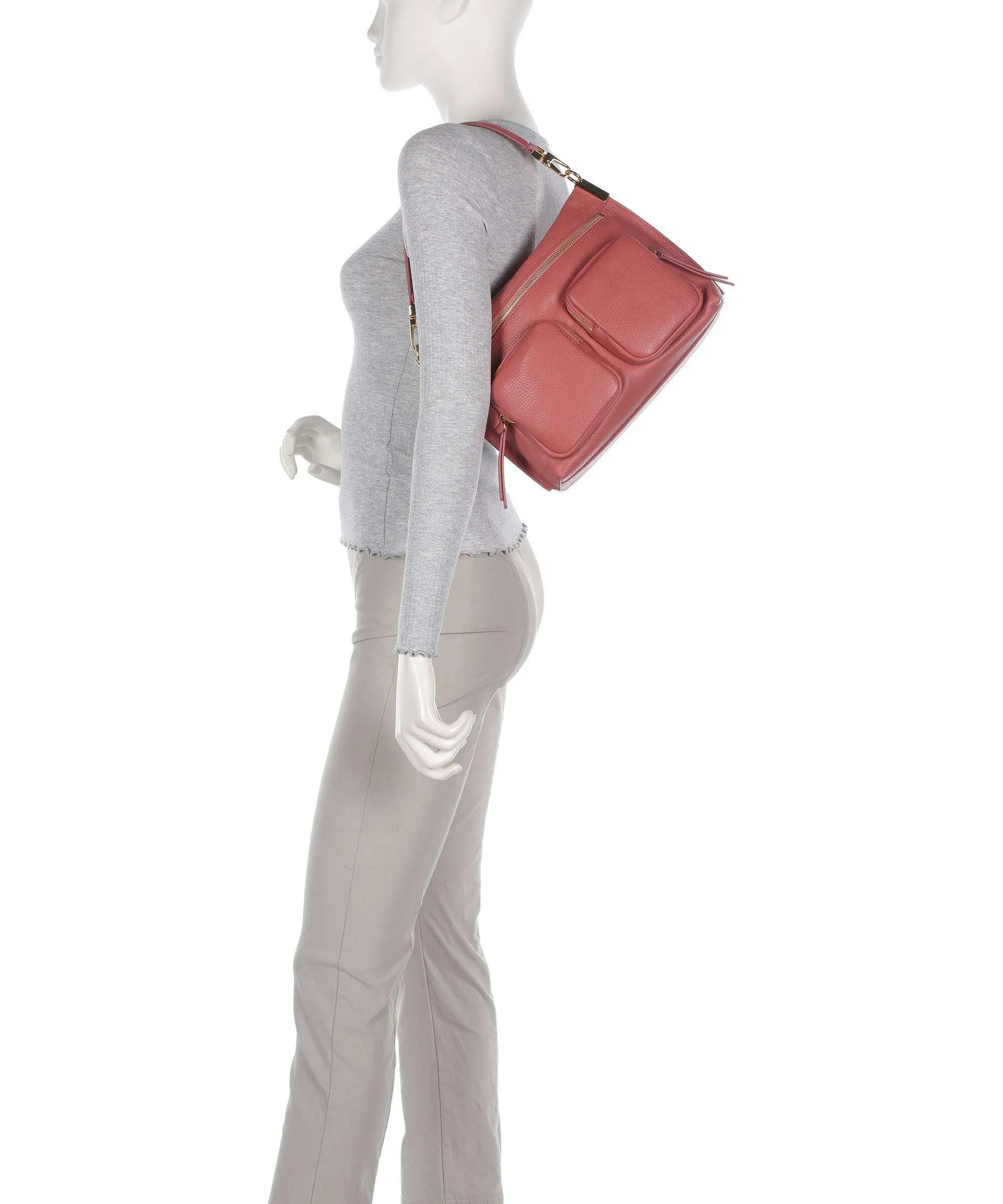  Coccinelle Hyle Borsa hobo pelle di vacchetta grana rosa antico  