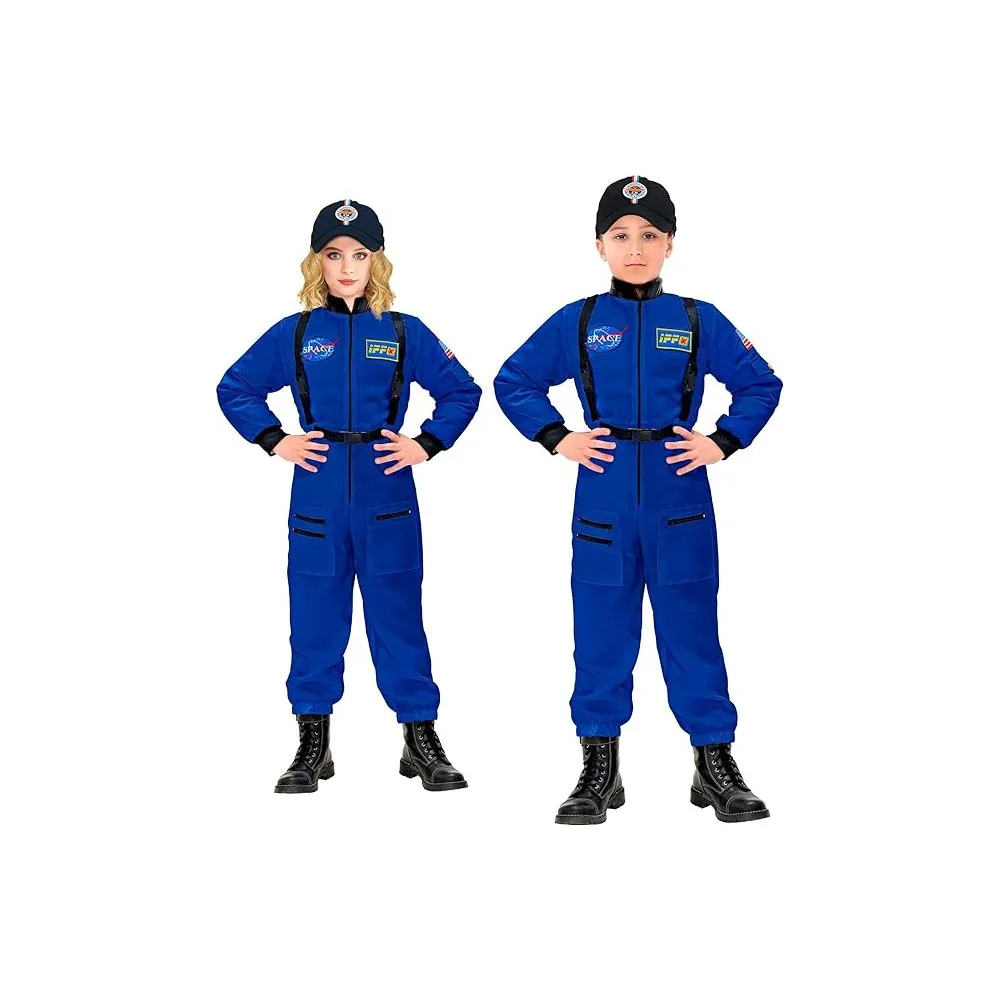 Costume Astronauta Blu Unisex per Feste a Tema, Taglia 5-7 anni, 128cm