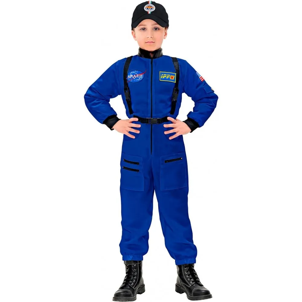 Costume Astronauta Blu Unisex per Feste a Tema, Taglia 5-7 anni, 128cm