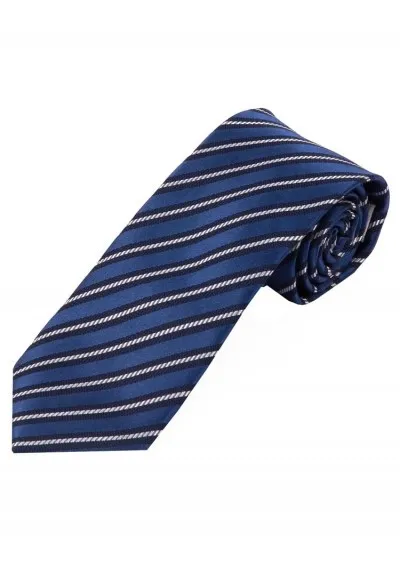 Cravatta lunga Business Stylish Stripe Design Royal Blue Navy Blue Snow White