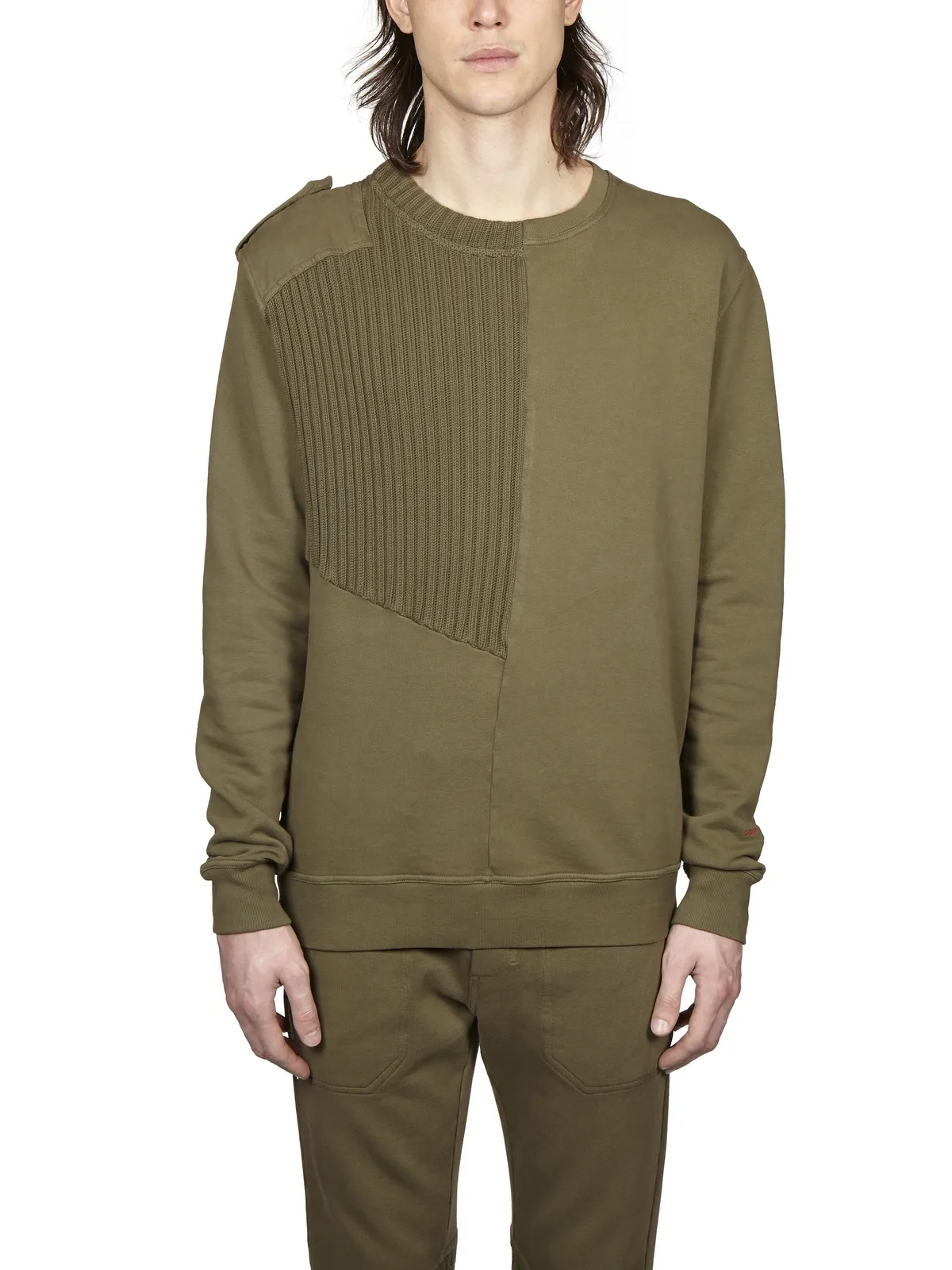 DAMIR DOMA  FELPA GIROCOLLO IN COTONE CON INSERTI IN MAGLIA 