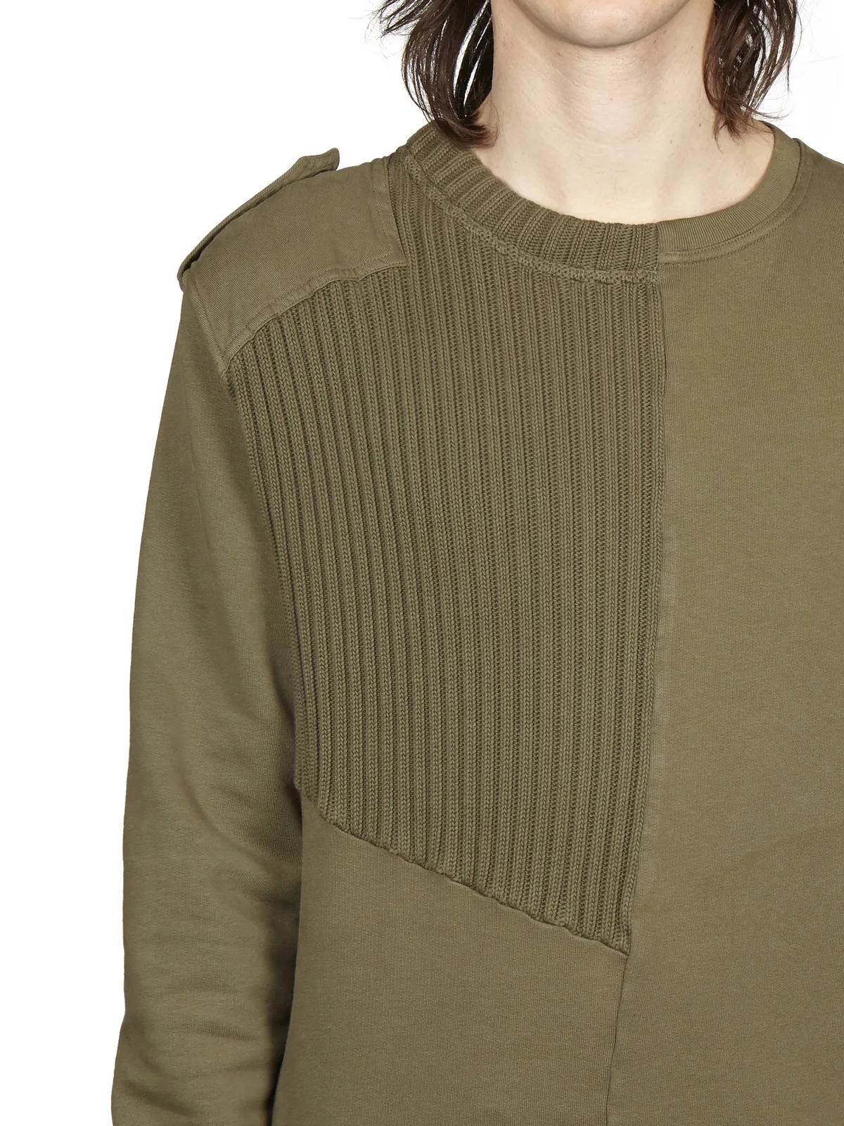 DAMIR DOMA  FELPA GIROCOLLO IN COTONE CON INSERTI IN MAGLIA 