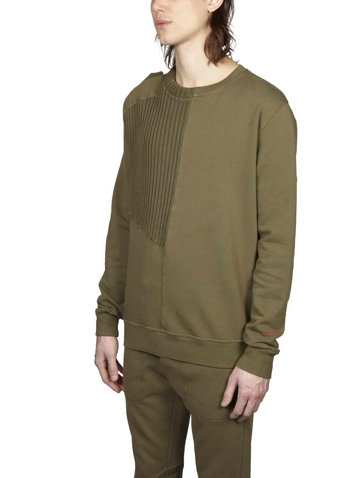 DAMIR DOMA  FELPA GIROCOLLO IN COTONE CON INSERTI IN MAGLIA 