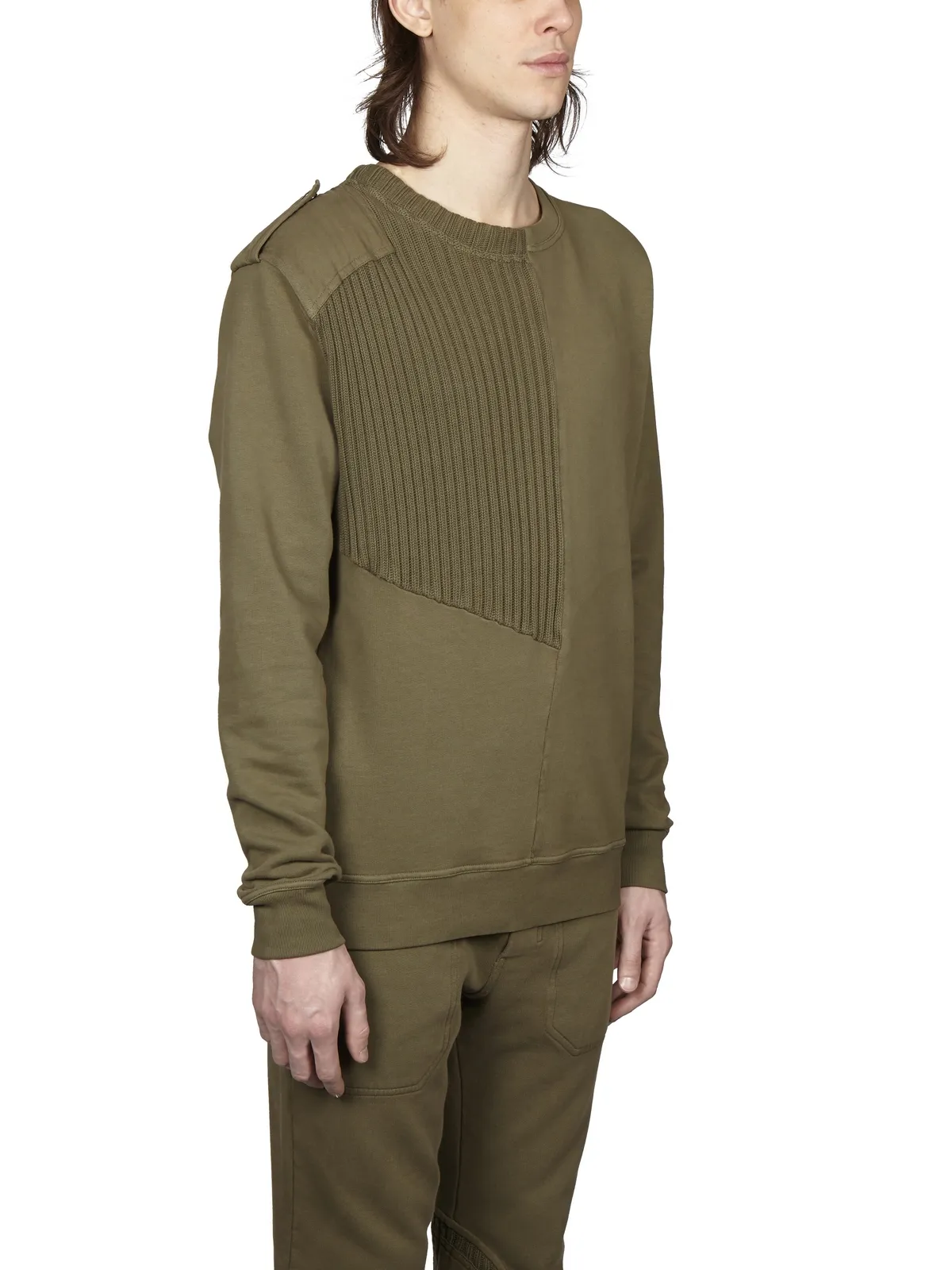 DAMIR DOMA  FELPA GIROCOLLO IN COTONE CON INSERTI IN MAGLIA 