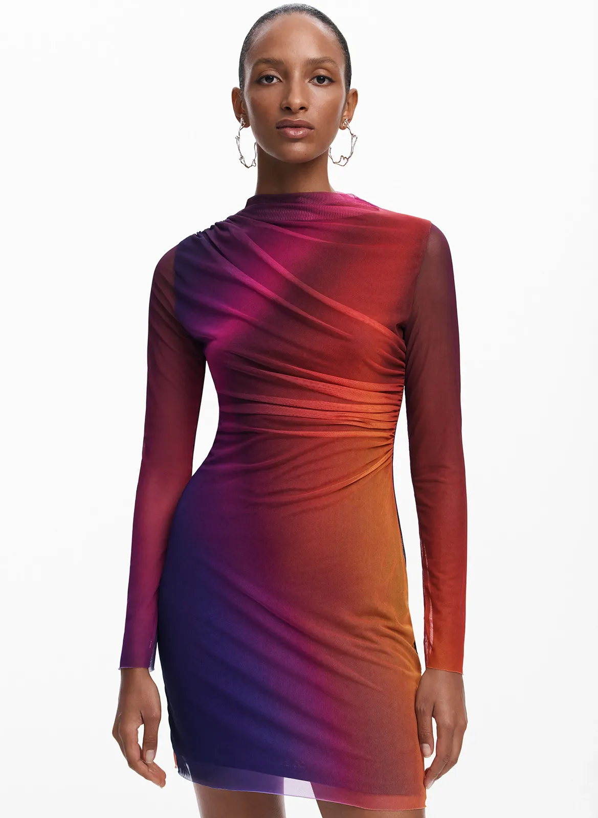  DESIGUAL   Vestito corto a maniche lunghe in tulle | Rosso