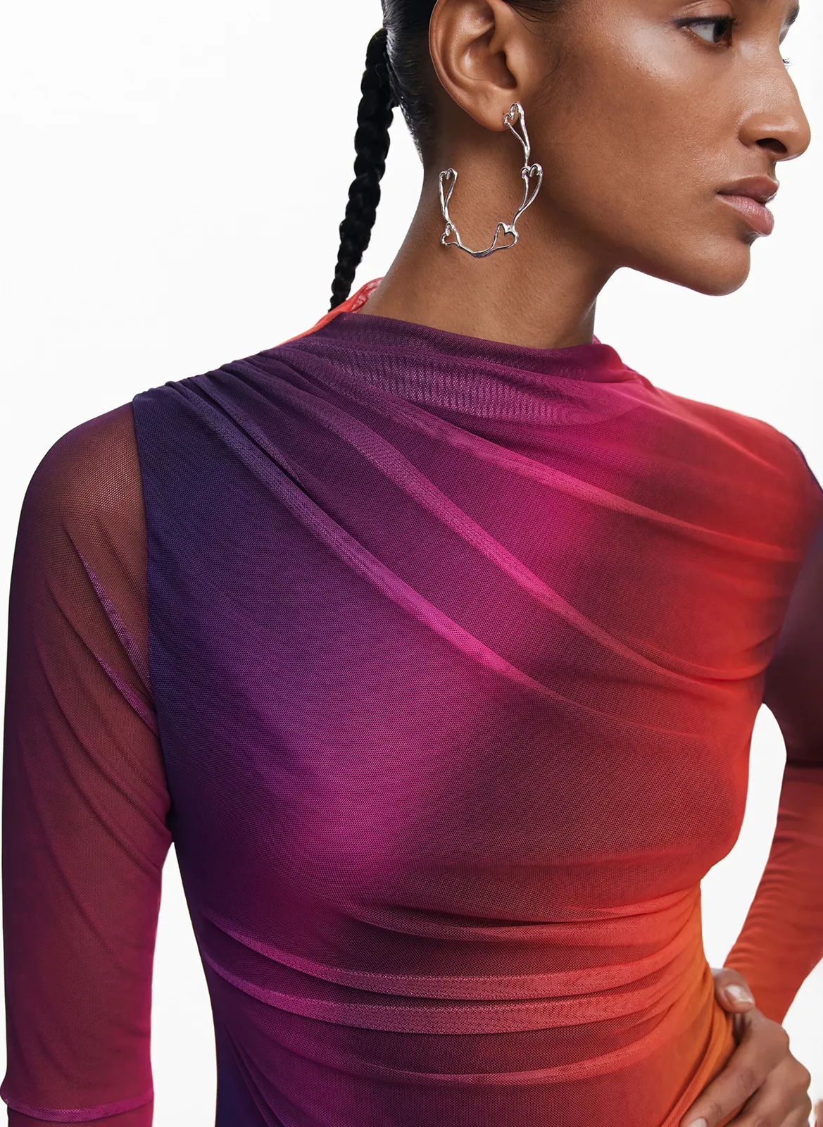  DESIGUAL   Vestito corto a maniche lunghe in tulle | Rosso