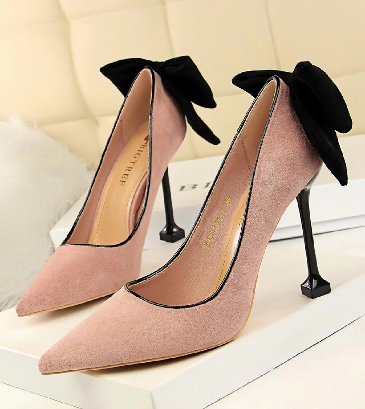 Donna Tacchi medi Fetish 55cm 8cm 95cm Tacchi alti Scarpine Décolleté Lady Farfalla Nodo Fiocco Tacchi bassi Matrimonio Nuzial