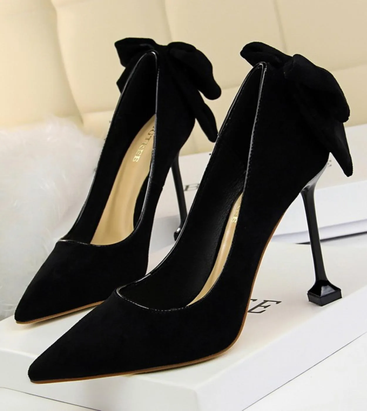 Donna Tacchi medi Fetish 55cm 8cm 95cm Tacchi alti Scarpine Décolleté Lady Farfalla Nodo Fiocco Tacchi bassi Matrimonio Nuzial