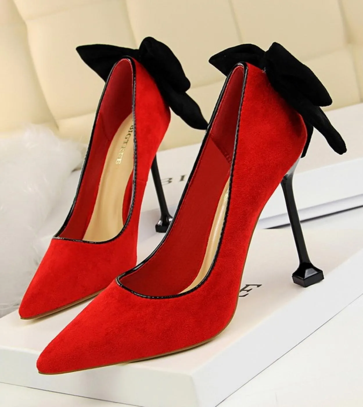 Donna Tacchi medi Fetish 55cm 8cm 95cm Tacchi alti Scarpine Décolleté Lady Farfalla Nodo Fiocco Tacchi bassi Matrimonio Nuzial