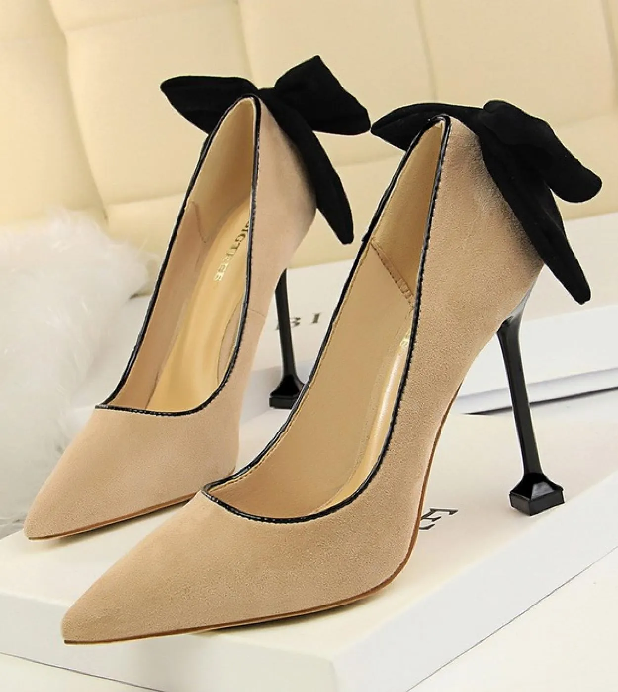Donna Tacchi medi Fetish 55cm 8cm 95cm Tacchi alti Scarpine Décolleté Lady Farfalla Nodo Fiocco Tacchi bassi Matrimonio Nuzial