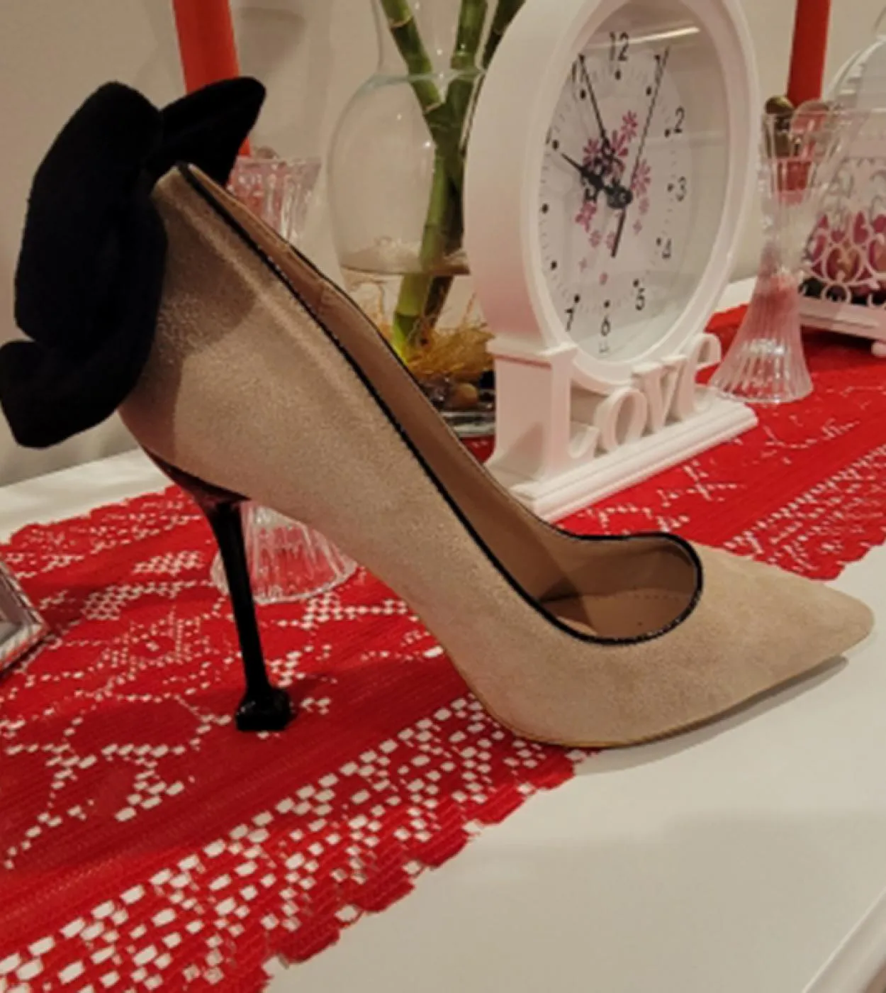 Donna Tacchi medi Fetish 55cm 8cm 95cm Tacchi alti Scarpine Décolleté Lady Farfalla Nodo Fiocco Tacchi bassi Matrimonio Nuzial
