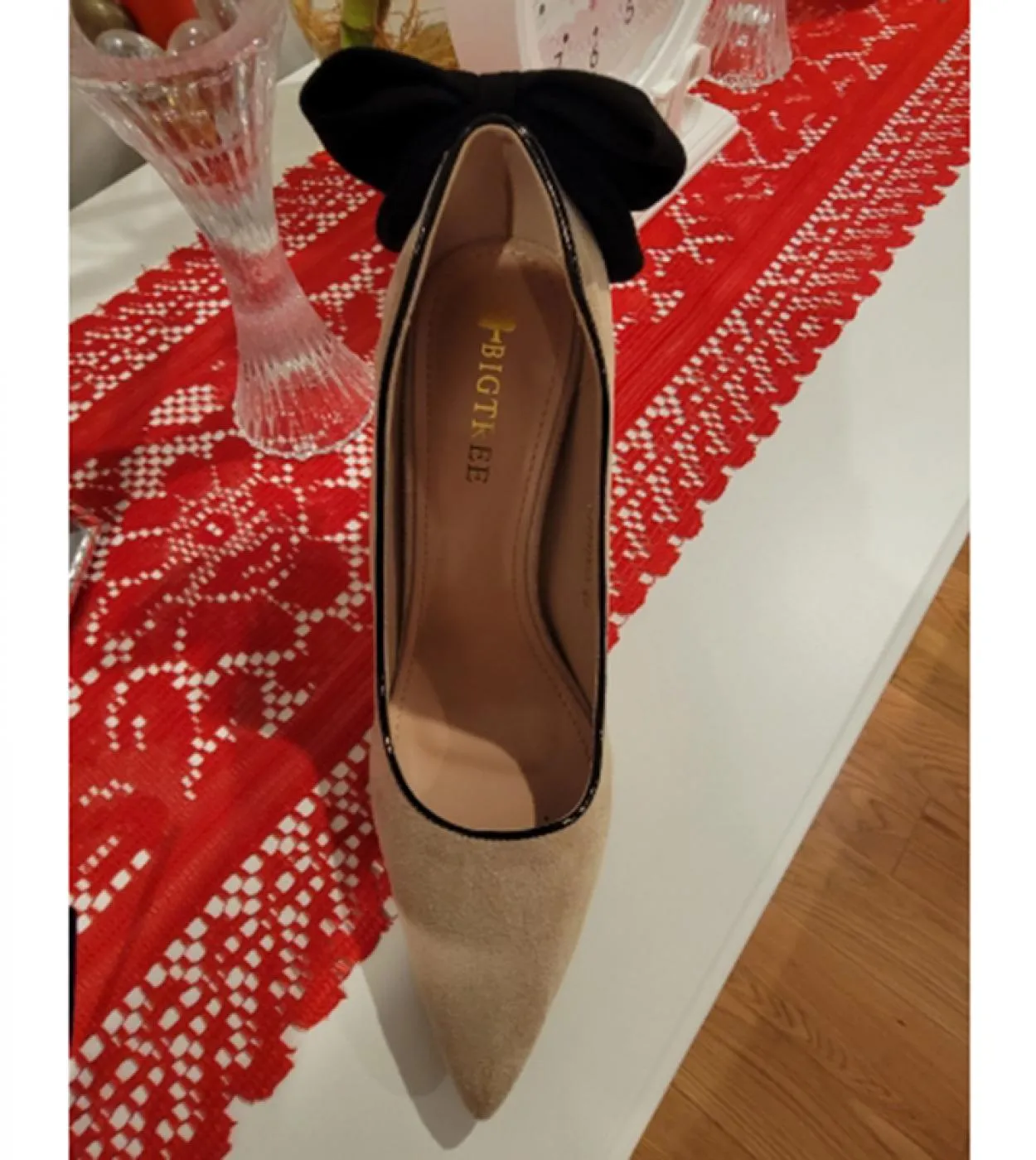 Donna Tacchi medi Fetish 55cm 8cm 95cm Tacchi alti Scarpine Décolleté Lady Farfalla Nodo Fiocco Tacchi bassi Matrimonio Nuzial
