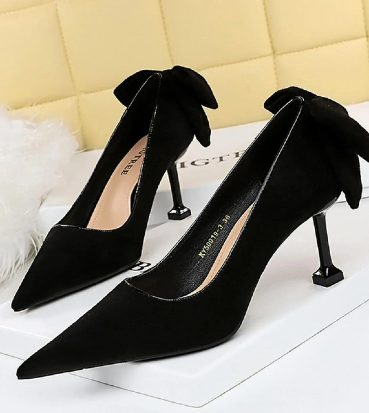 Donna Tacchi medi Fetish 55cm 8cm 95cm Tacchi alti Scarpine Décolleté Lady Farfalla Nodo Fiocco Tacchi bassi Matrimonio Nuzial