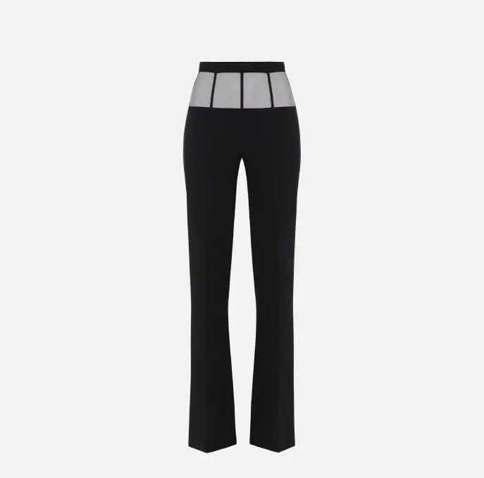 ELISABETTA FRANCHI PA00851E2 Pantaloni in crêpe con baschina in tulle
