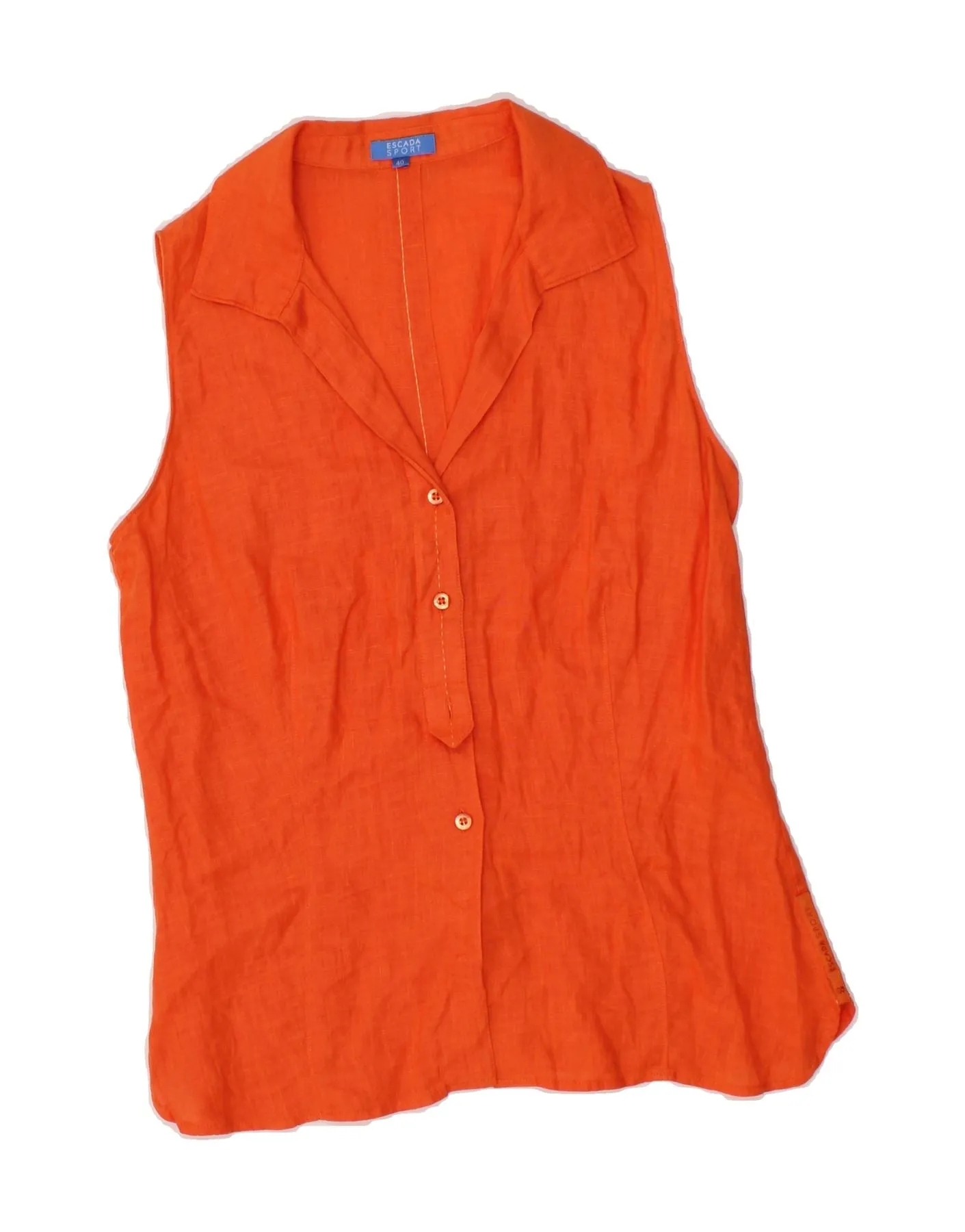 ESCADA Womens Sleeveless Shirt IT 40 Small Orange Linen