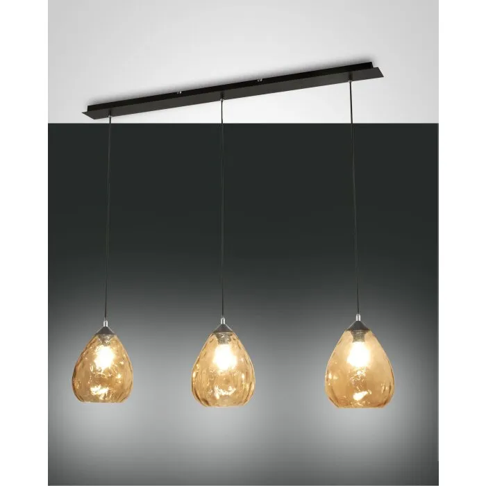 Fabas Luce Gisella Lampada a Sospensione Nero, 3-Luci