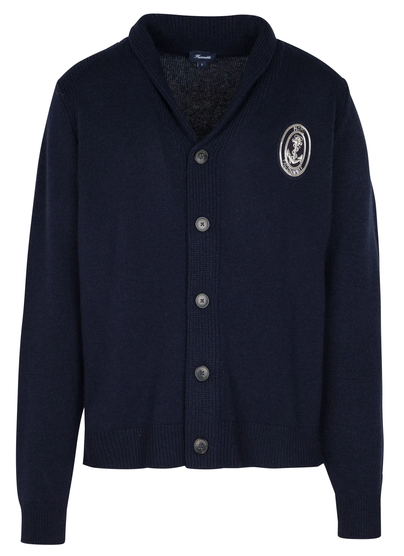  FACONNABLE   Gilet a collo a V con revers arrotolato in lana e cashmere misti | Blu