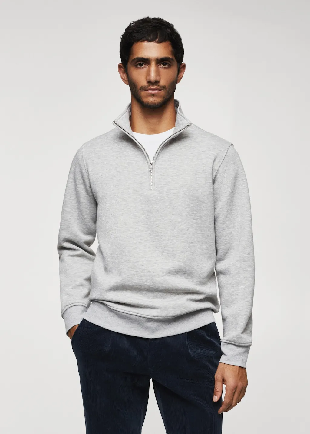 Felpa cotone collo zip