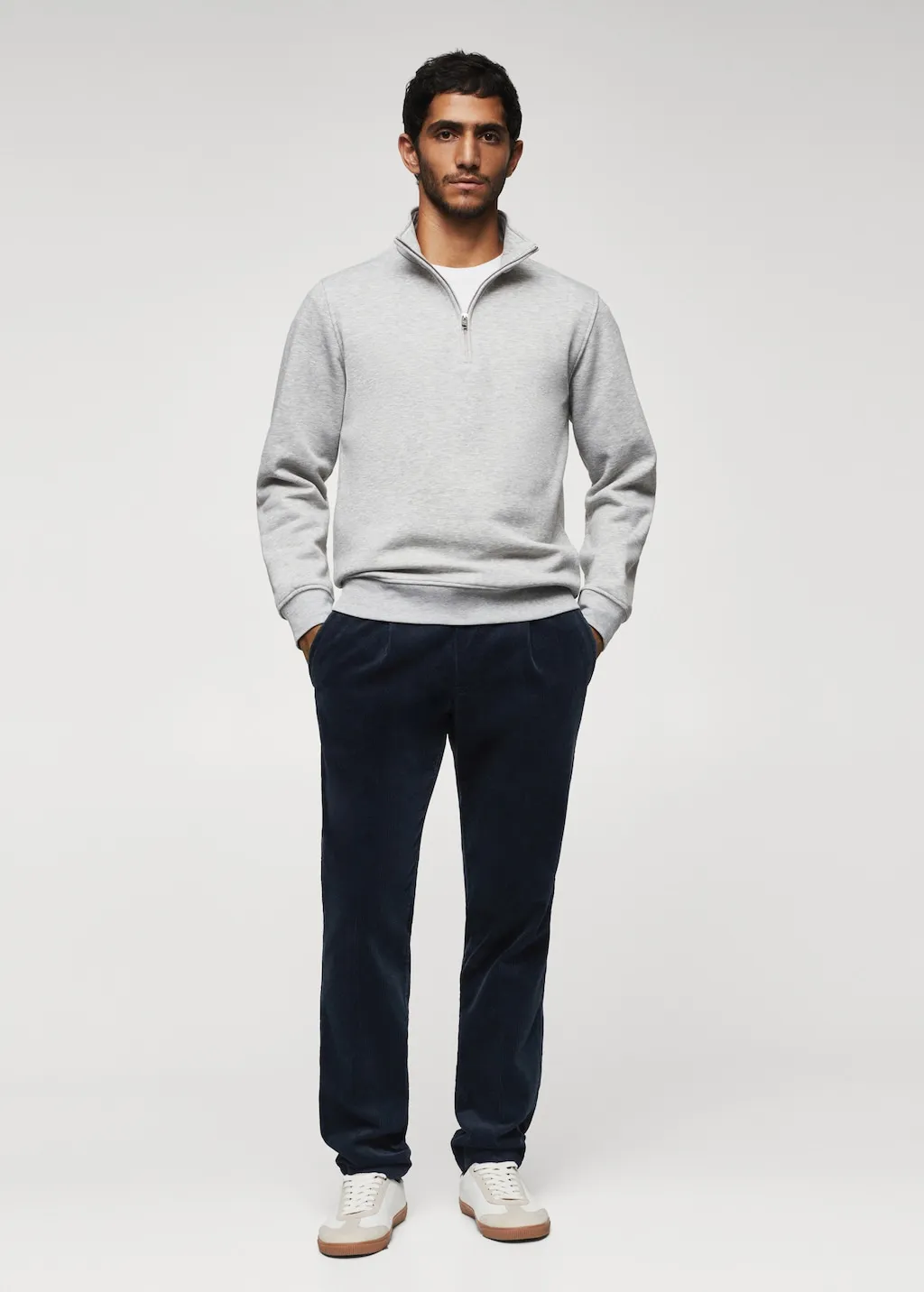 Felpa cotone collo zip