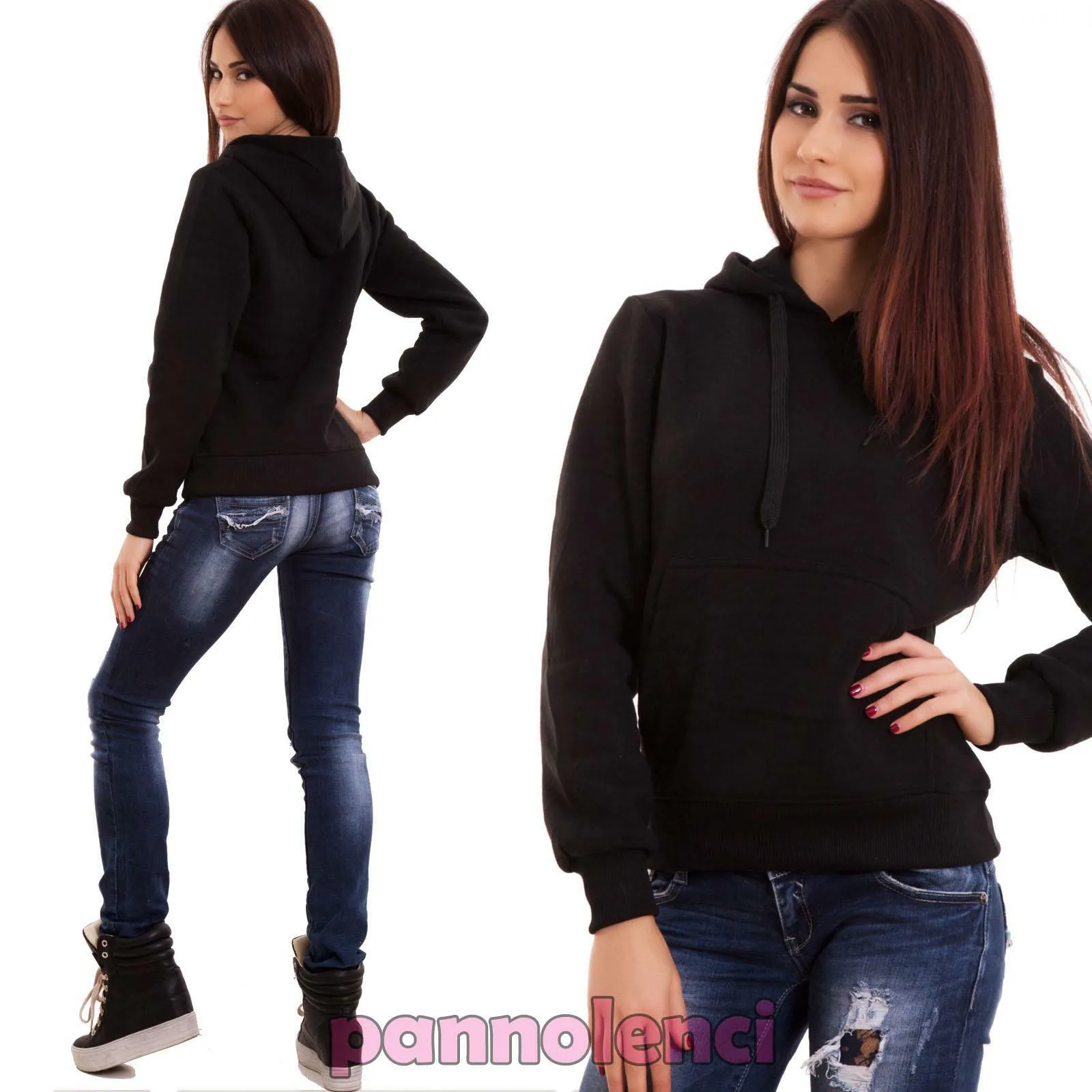 Felpa donna maglia cappuccio YB033