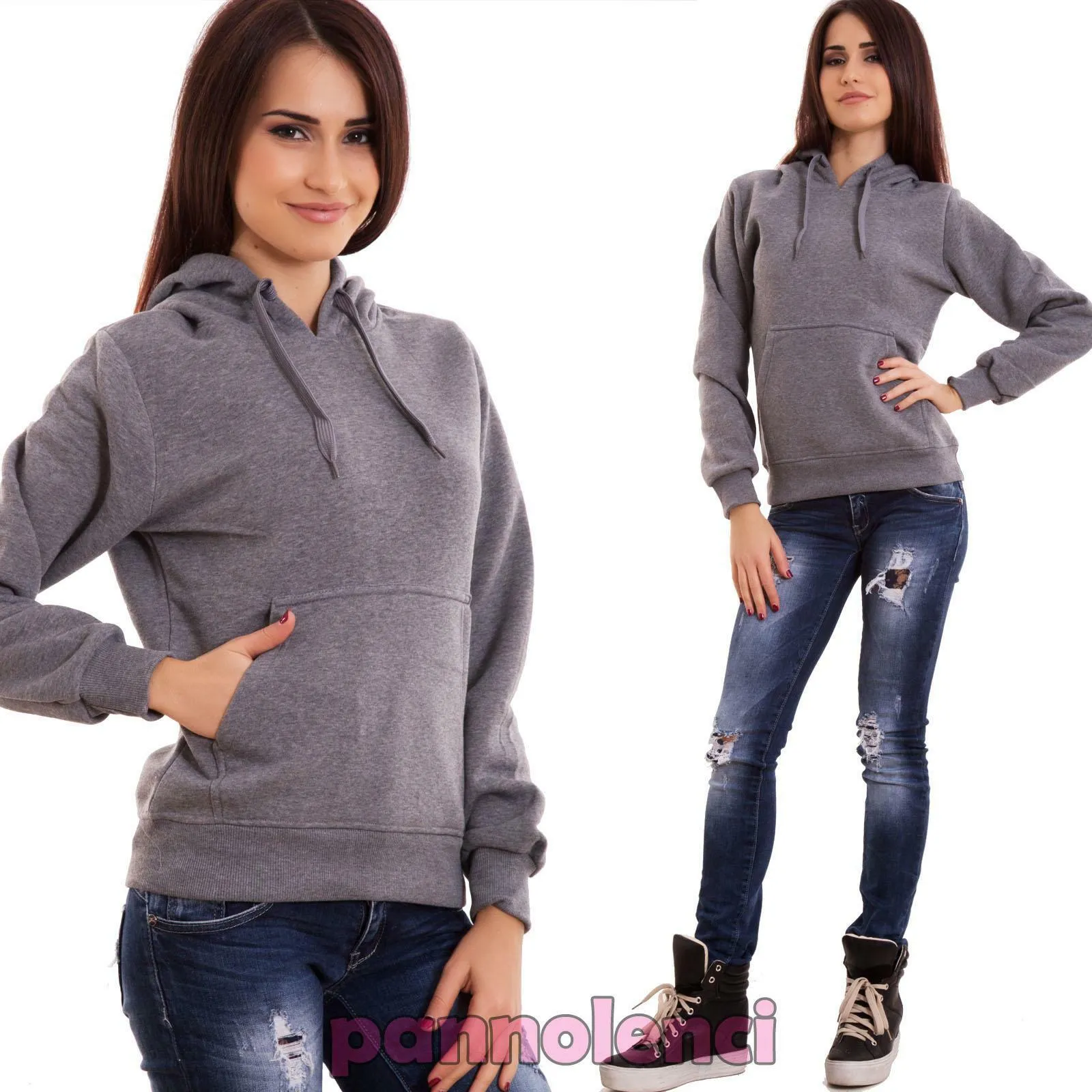 Felpa donna maglia cappuccio YB033