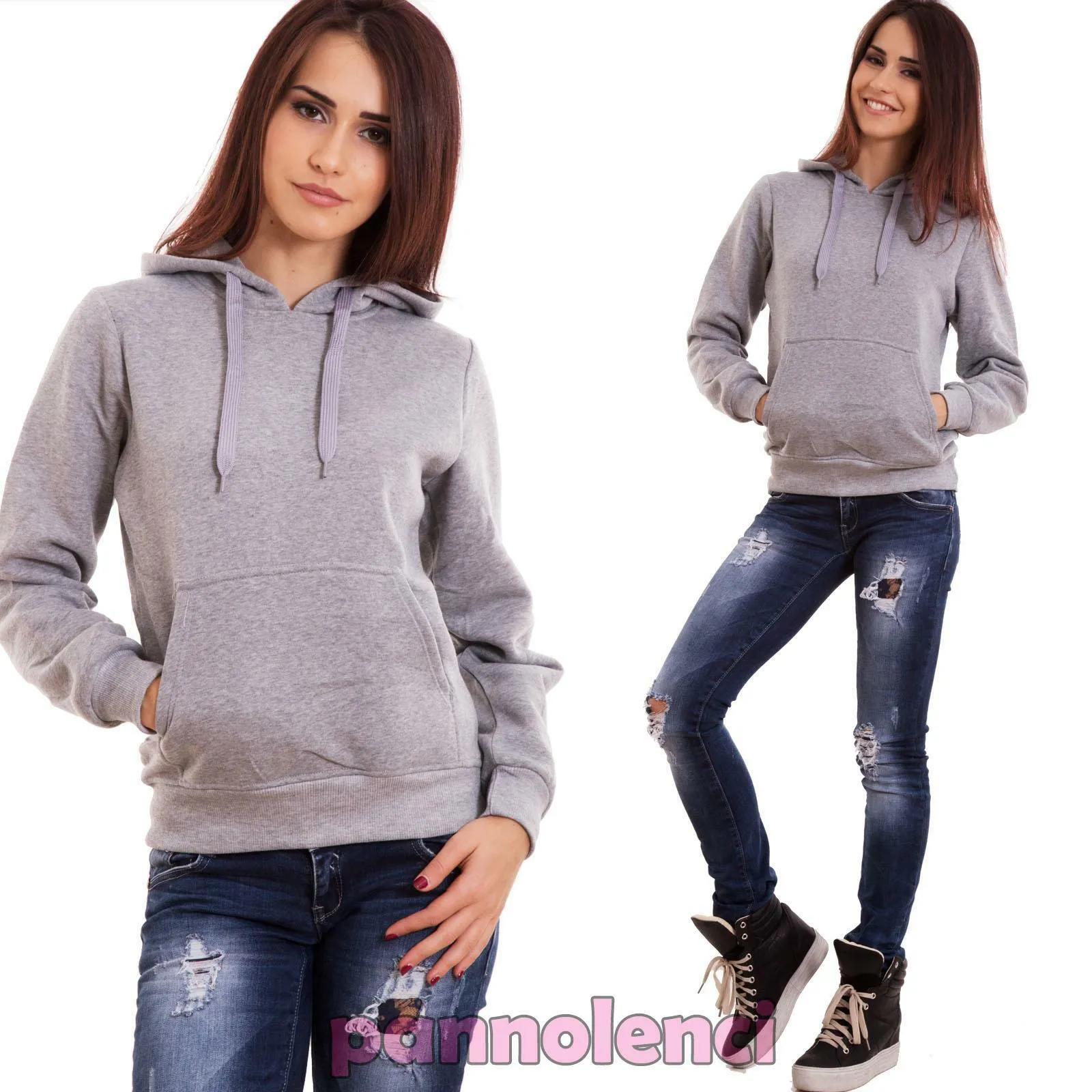 Felpa donna maglia cappuccio YB033