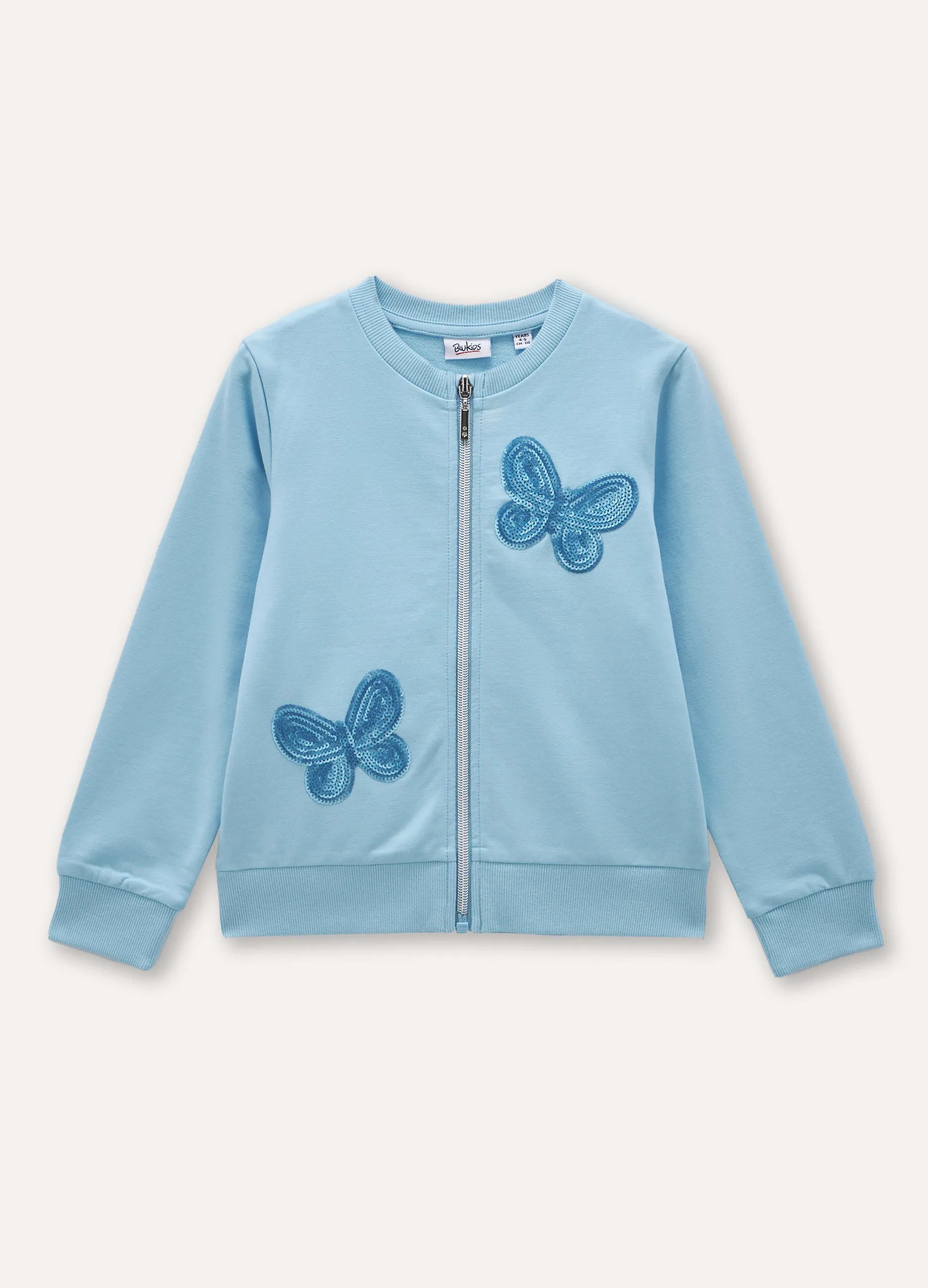 Felpa full zip in cotone stretch bambina