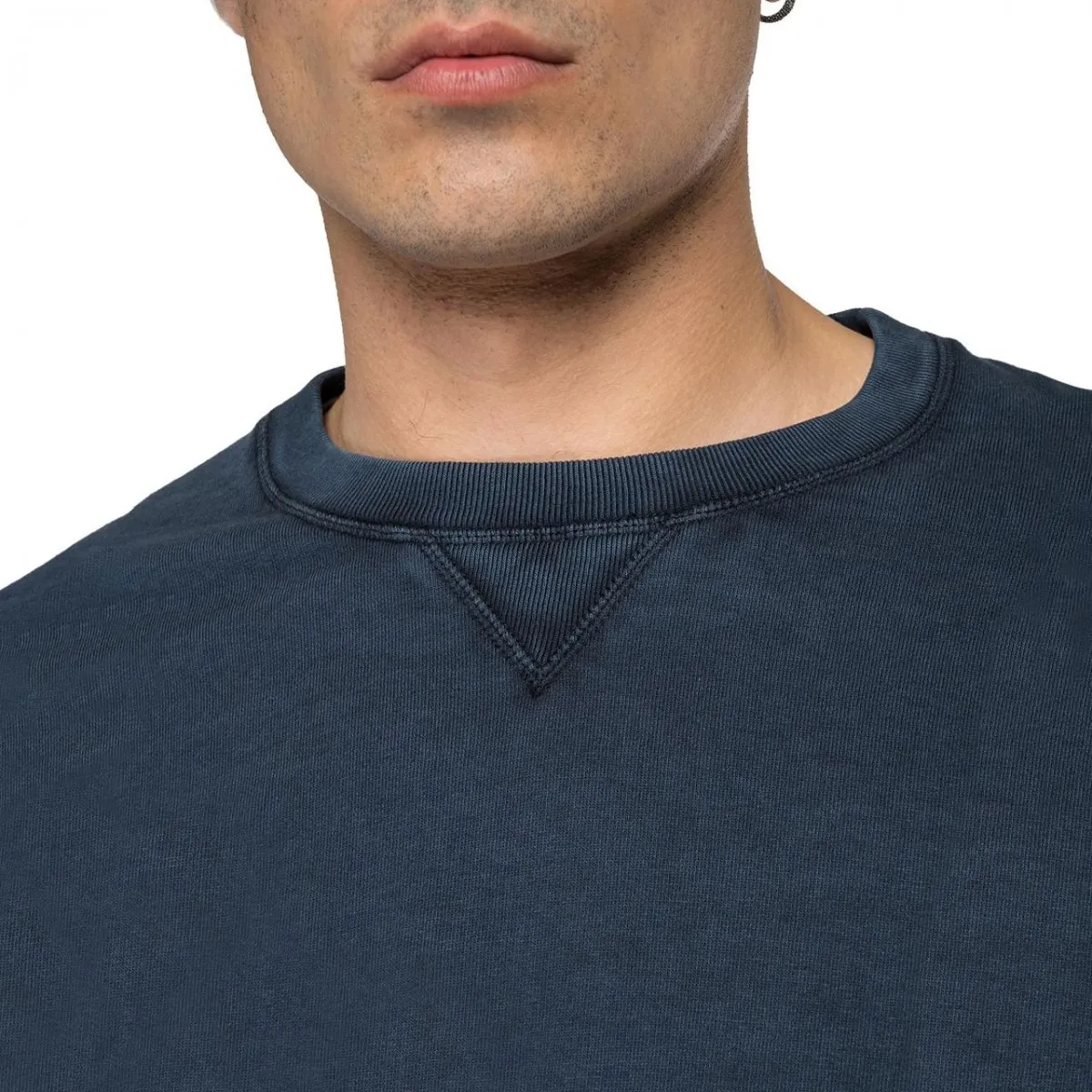 Felpa Girocollo In Cotone Organico, Blu