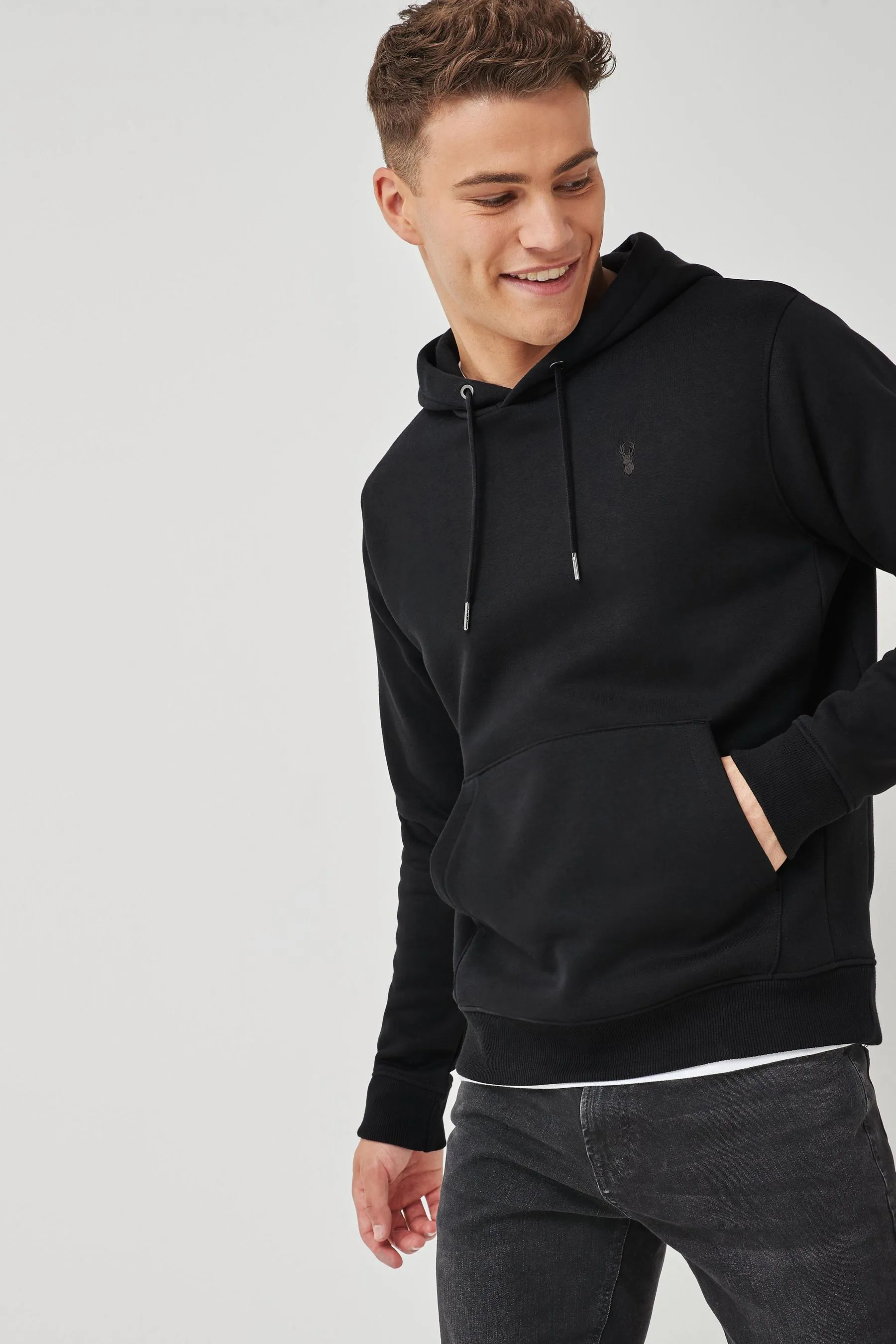 Felpa in jersey misto cotone con cappuccio