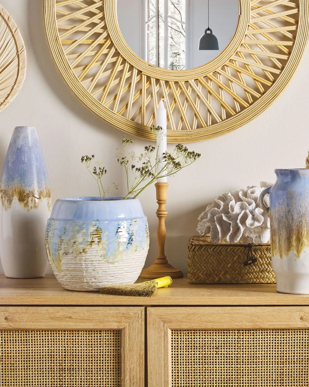 Flower Vase BERGE Stoneware 19 cm Multicolour
