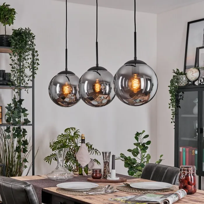 Gastor Lampadario a sospensione, Lampada a sfera Nero, 3-Luci