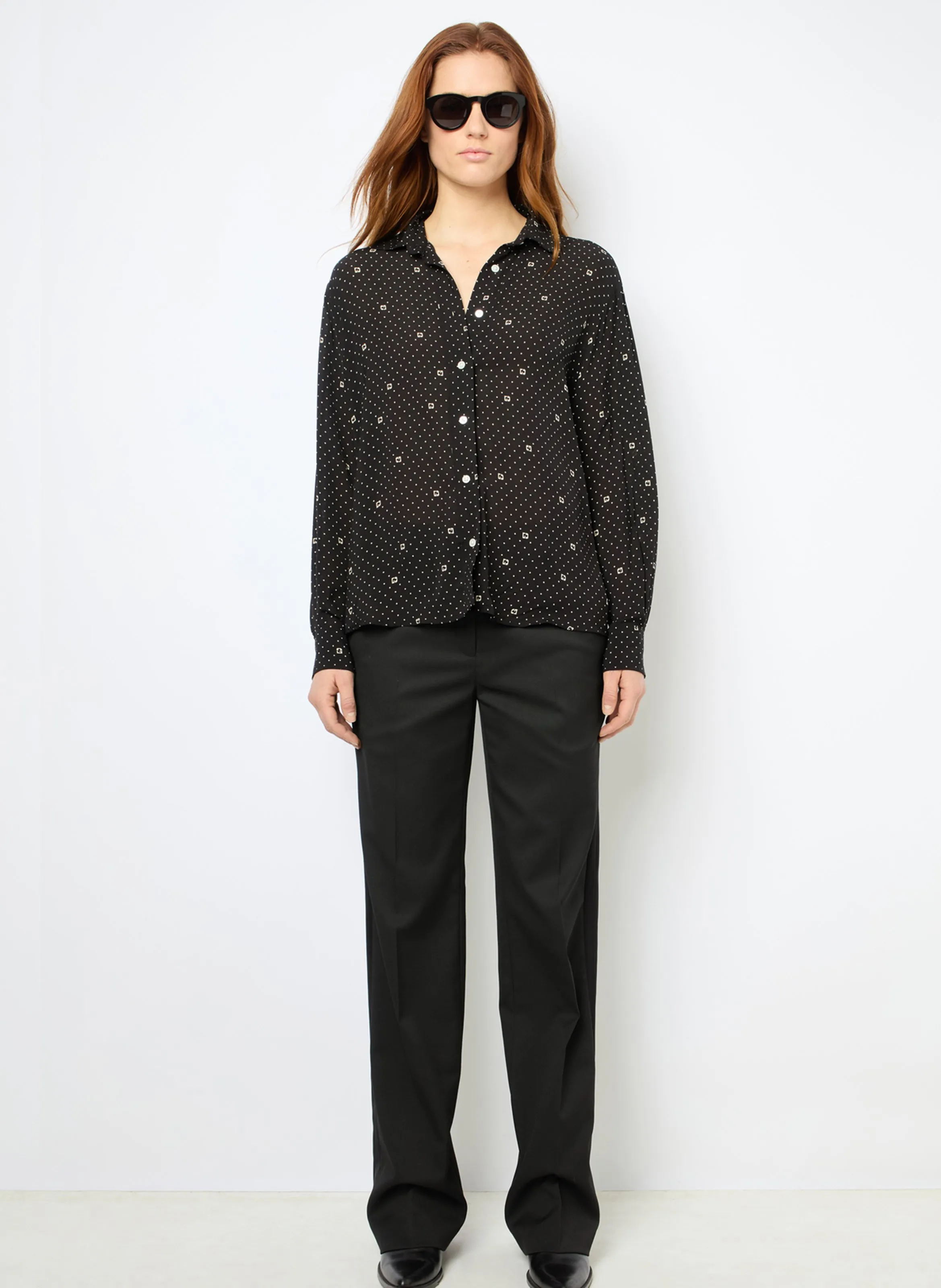  GERARD DAREL   CLYDE - Camicia diritta a pois e monogramma | Nero