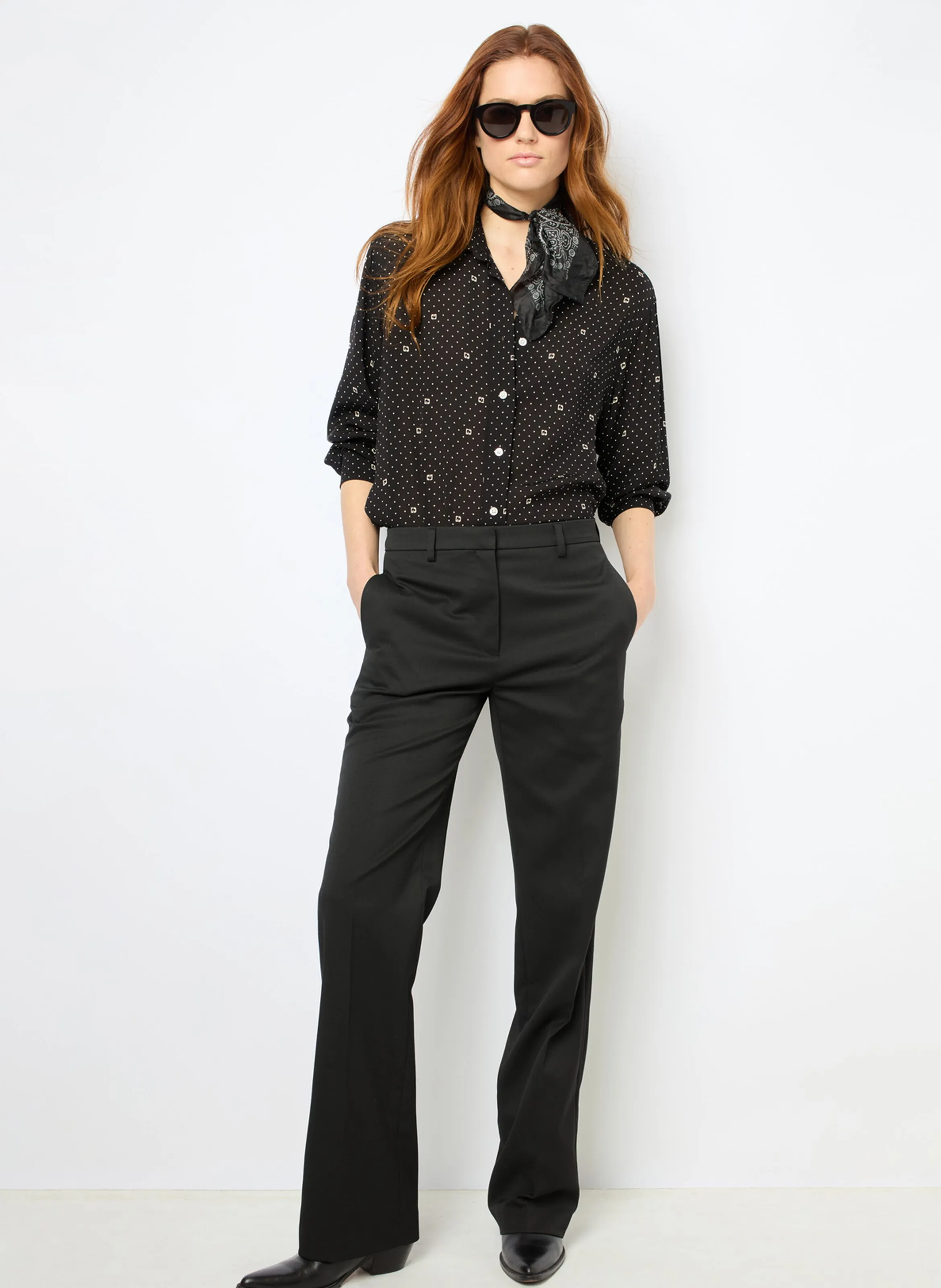  GERARD DAREL   CLYDE - Camicia diritta a pois e monogramma | Nero