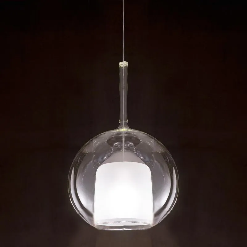 Glo Large lampada a sospensione struttura in metallo cromato lucido e vetro borosilicato - Rosone escluso