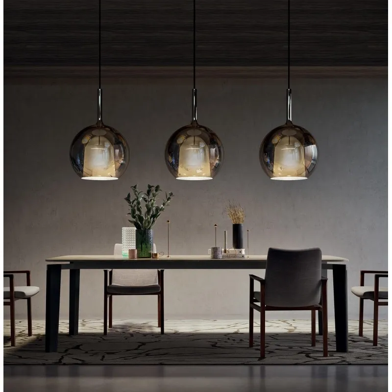 Glo Large lampada a sospensione struttura in metallo cromato lucido e vetro borosilicato - Rosone escluso