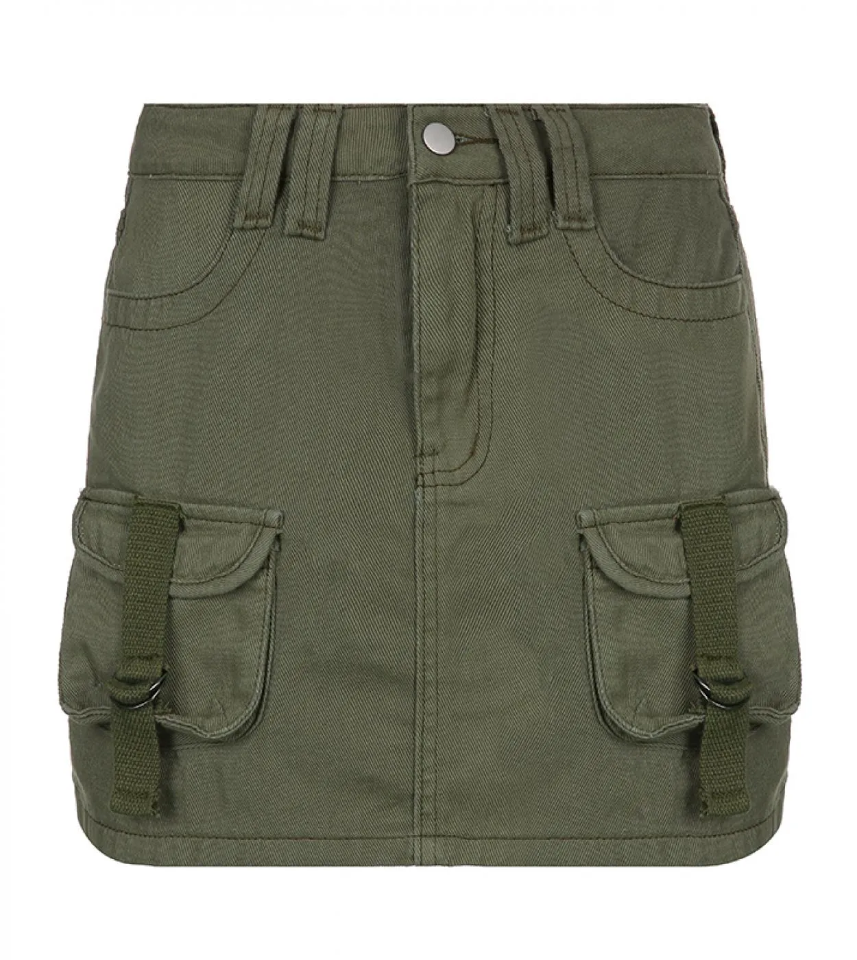 Grigio Verde Jeans Gonne Tasche Fasciatura Minigonne di jeans a vita bassa Zip retrò Gonne a matita carine Gonne da donna