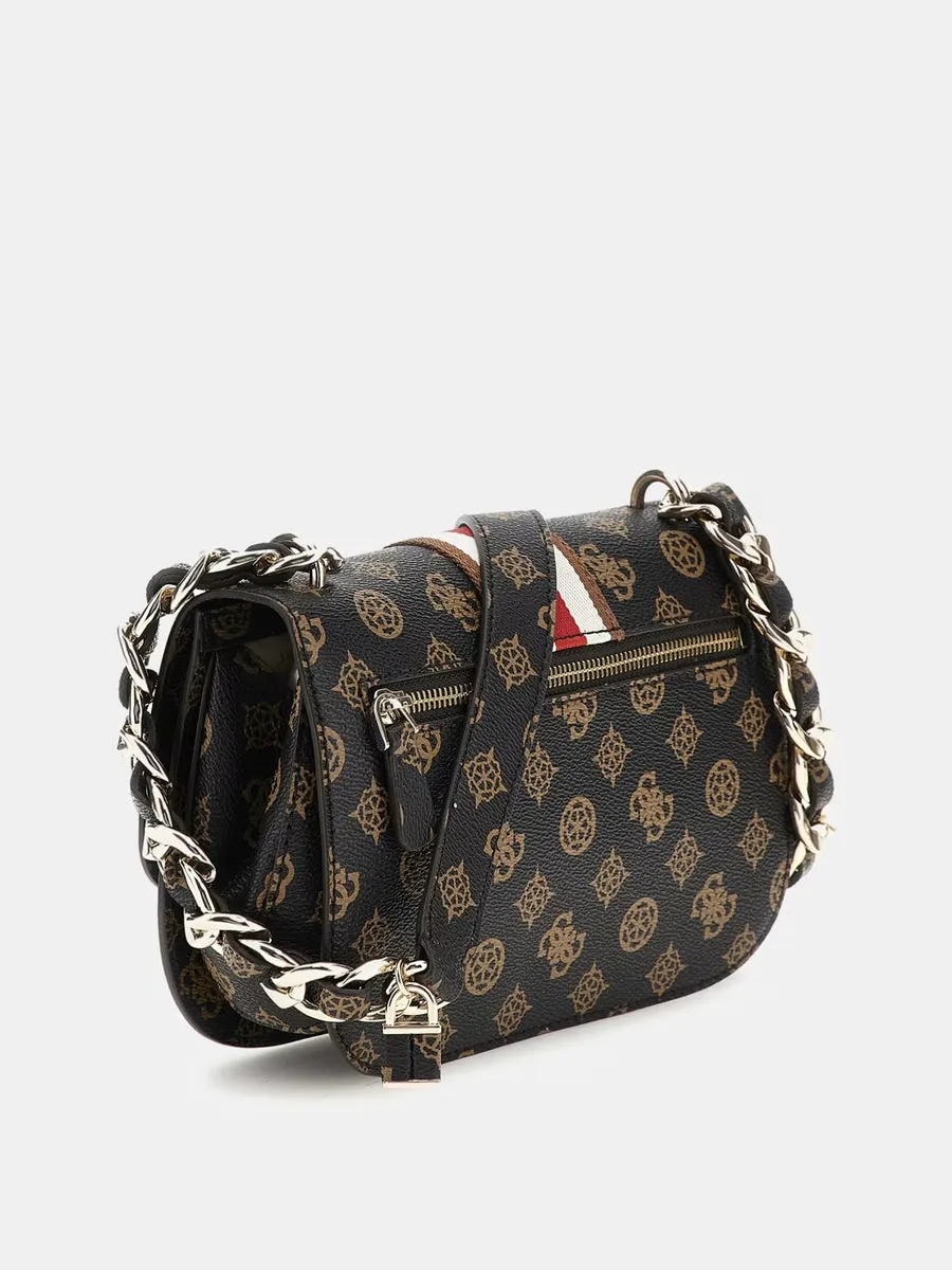 Guess HWPG9307200 mini tracolla nelka 4g logo peony marrone