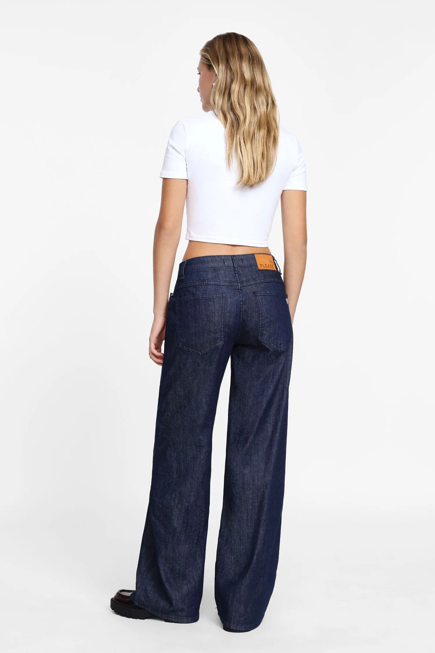  Jeans a gamba ampia con vita bassa 