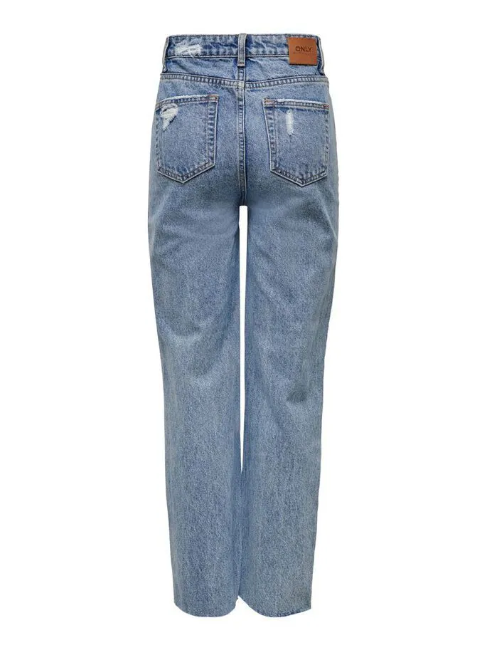 JEANS Donna ONLY 15252688 DAD HW WIDE DESTROY MEDIUM BLUE DENIM