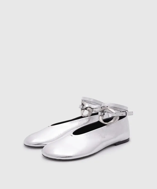 Jil Sander Ballerine in pelle argento J15WZ0016P5802