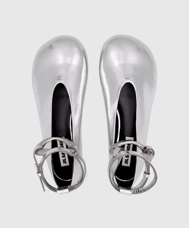 Jil Sander Ballerine in pelle argento J15WZ0016P5802