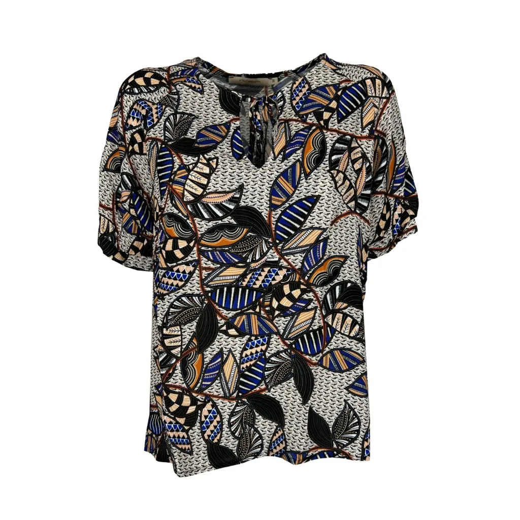 LA FEE MARABOUTEE blusa donna fantasia nero/multicolor FF-TO-PRIMI-F MADE IN ITALY