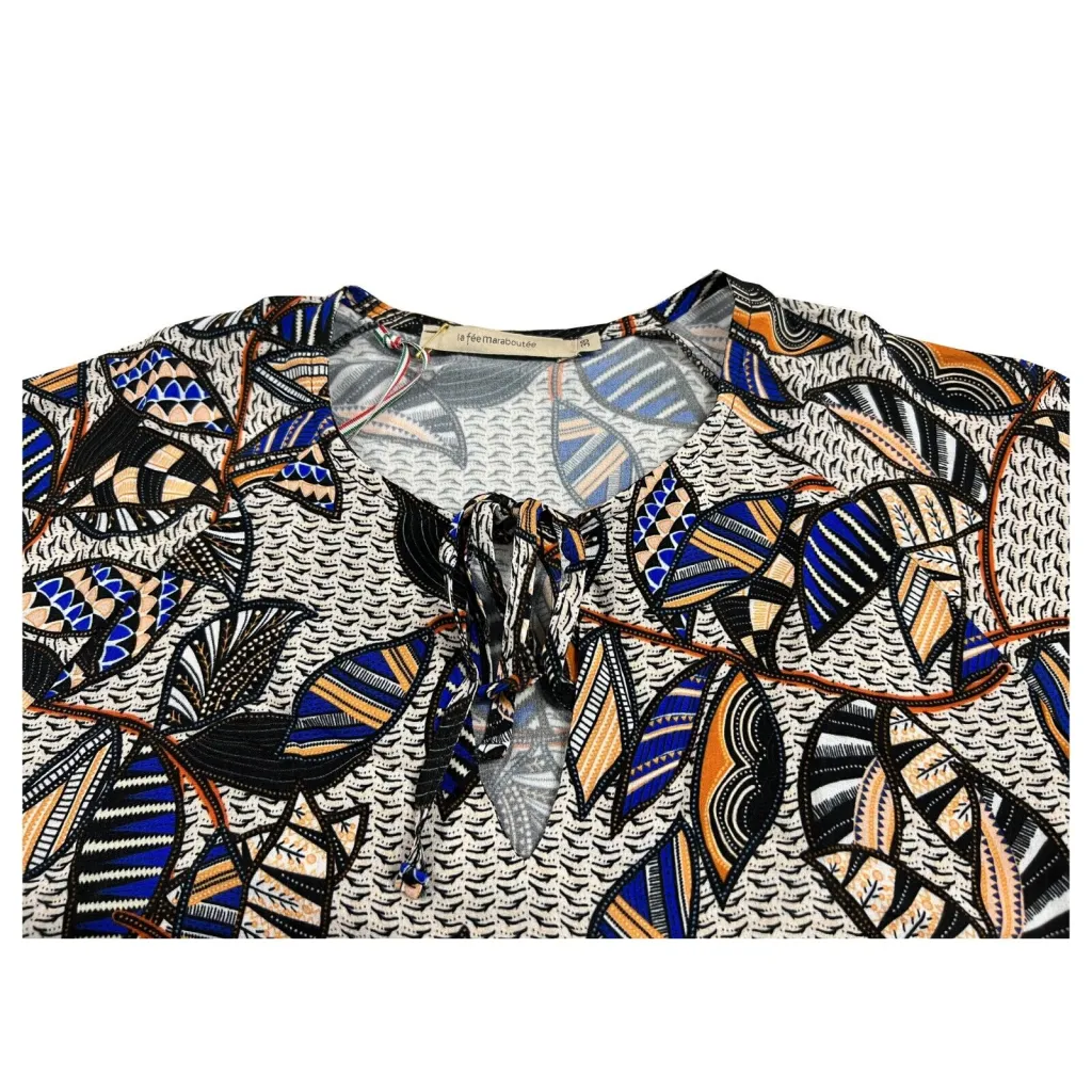 LA FEE MARABOUTEE blusa donna fantasia nero/multicolor FF-TO-PRIMI-F MADE IN ITALY