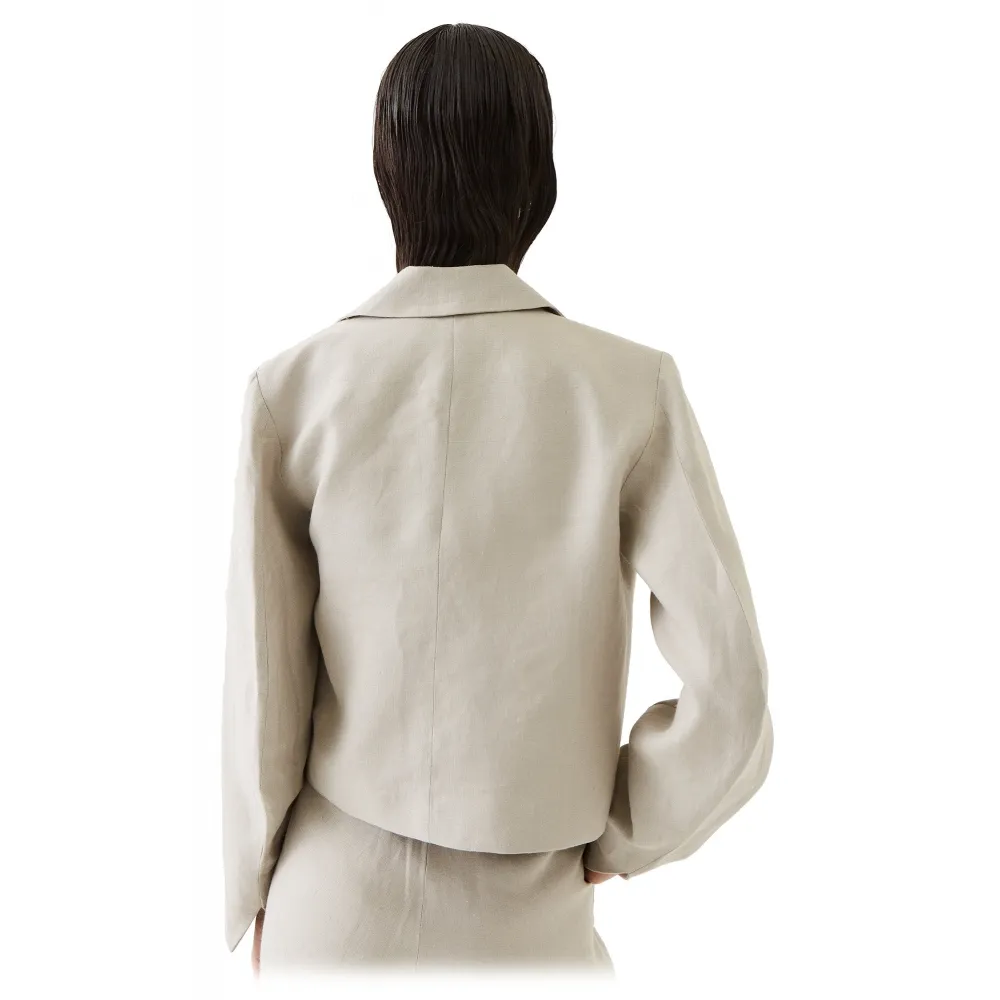 La Rando - Trelew Blazer - Lino - Bianco - Giacca Artigianale - Pelle di Alta Qualità Luxury