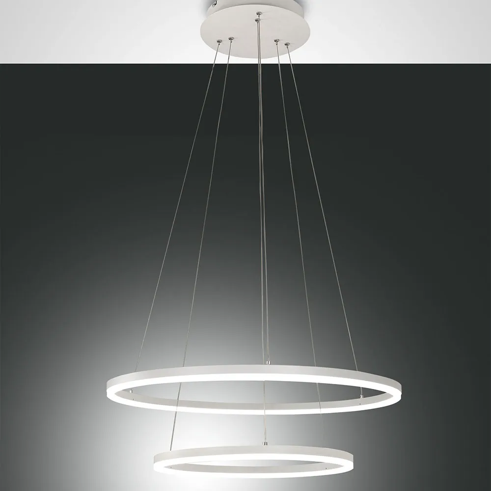 Lampada a Sospensione FABAS – GIOTTO Metallo Bianco LED 2 Anelli D. 60