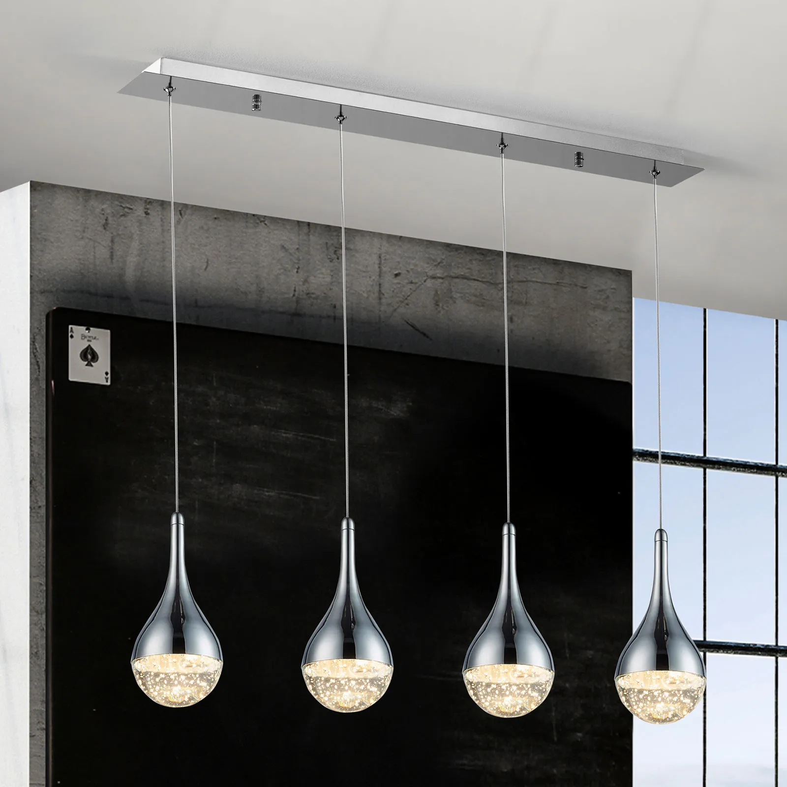 Lampada LED a sospensione Elie a 4 luci