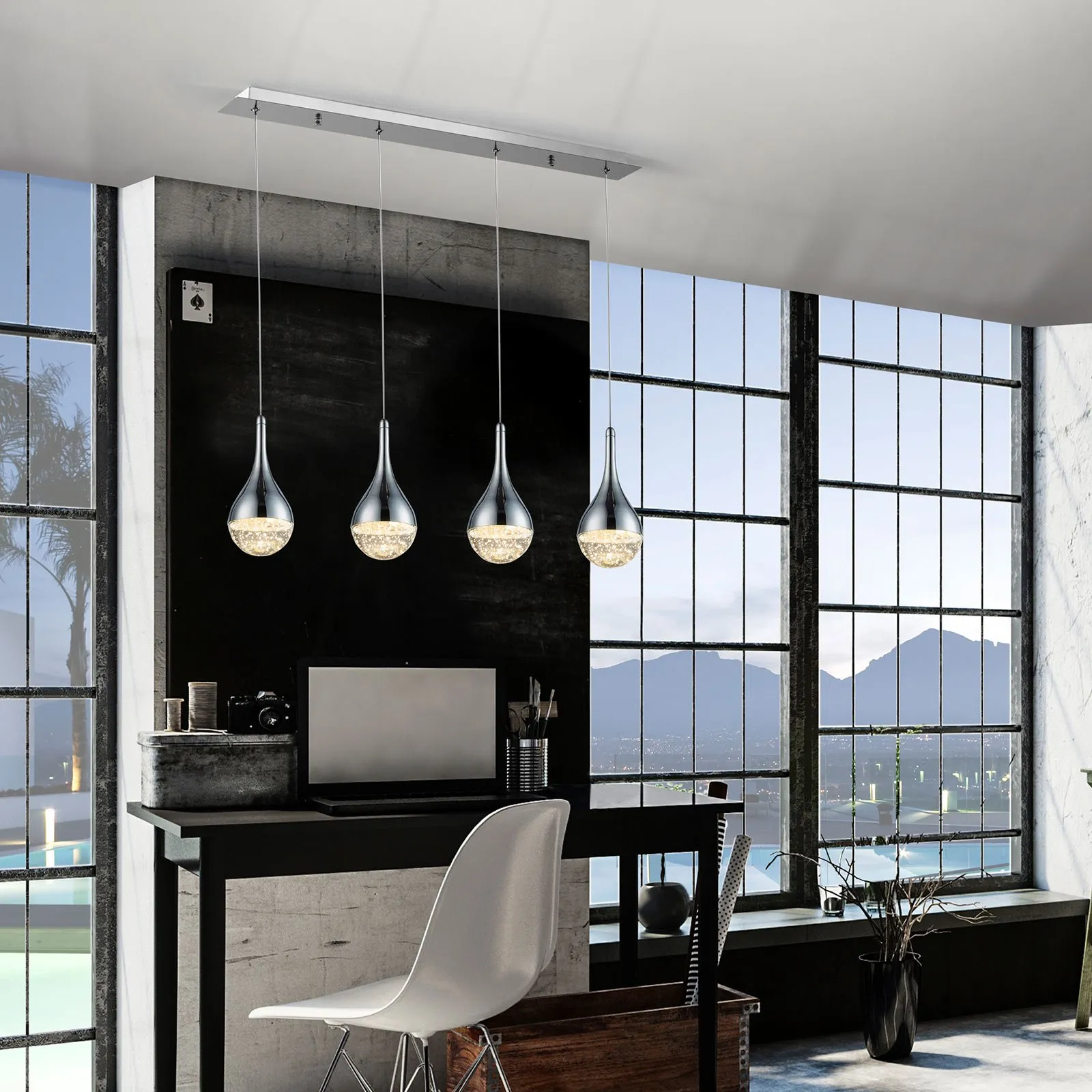 Lampada LED a sospensione Elie a 4 luci
