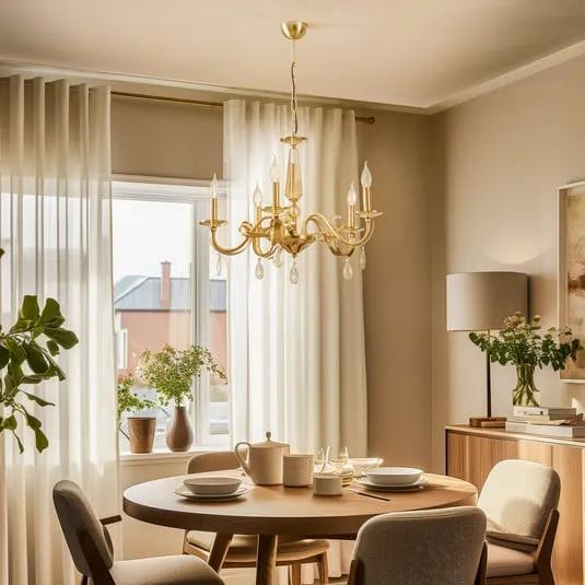 Lampadario Castro, ottone anticato, 5 luci