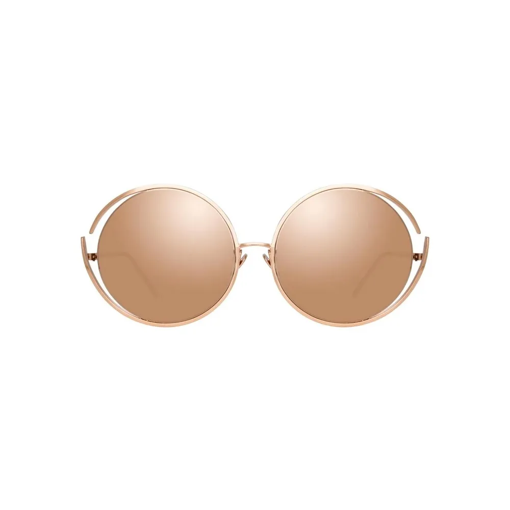 Linda Farrow - Occhiali da Sole Rotondi 680 C3 in Oro Rosa - LFL680C3SUN - Linda Farrow Eyewear