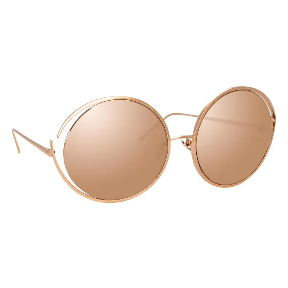 Linda Farrow - Occhiali da Sole Rotondi 680 C3 in Oro Rosa - LFL680C3SUN - Linda Farrow Eyewear